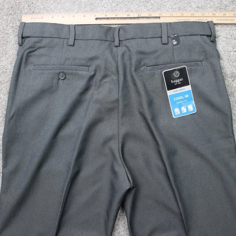 Haggar‎ Pants NWT Mens 36x34 Gray Cool 18 Classic Fit Flat Front Non-Iron Flex